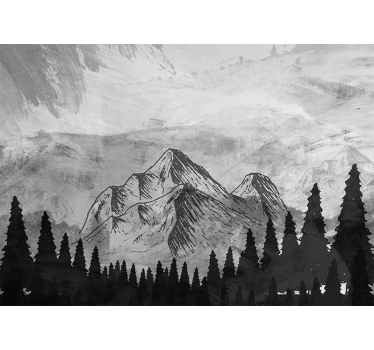 Papel mural montaña majestuosos picos grises - TenVinilo