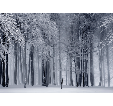Papel mural bosque paisaje de arboles nevados - TenVinilo
