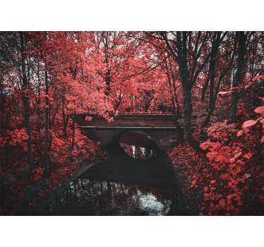 Papel mural naturaleza bosque de hojas rojas - TenVinilo