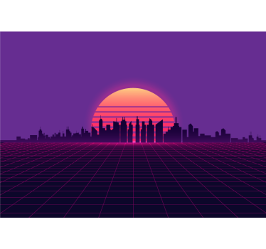 Fotomural vintage Puesta de sol vaporwave estilo años 80 - TenVinilo