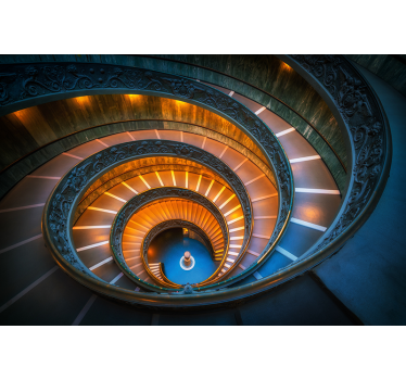 Papel mural paisajes escalera espiral iluminada - TenVinilo