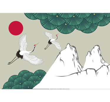 Papel mural africano grúas y montañas - TenVinilo