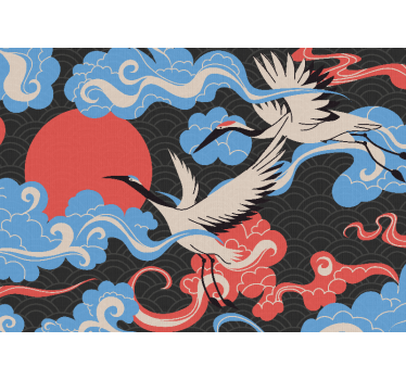 Fotomural vintage Patrón de pájaros de colores "japandi" - TenVinilo