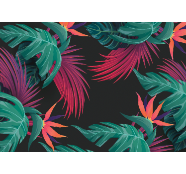 Papel mural naturaleza ramillete de hojas tropicales - TenVinilo