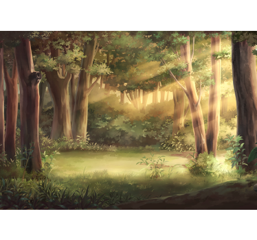 Papel mural naturaleza paisaje boscoso soleado - TenVinilo