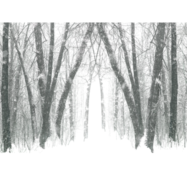 Papel mural bosque camino forestal nevado - TenVinilo