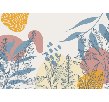 Papel mural naturaleza elementos de plantas estilizadas - TenVinilo