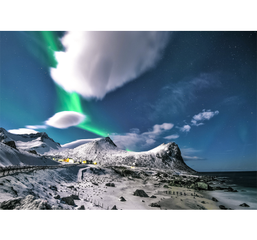 Papel mural paisajes perspectiva de la aurora boreal - TenVinilo
