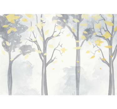 Mural de árboles siluetas de árboles en otoño - TenVinilo