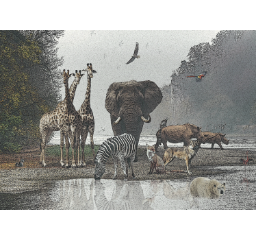 Fotomural bosque Animales salvajes de la selva - TenVinilo