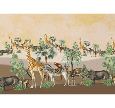 Papel mural africano escena de vida salvaje en safari - TenVinilo