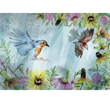 Mural animal Pájaros de la acuarela - TenVinilo