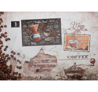 Fotomural vintage Tema industrial de café y comida 3d - TenVinilo