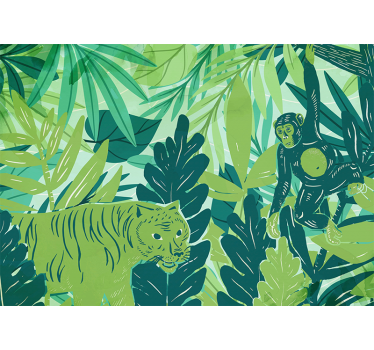 Papel mural selva aventura de animales tropicales - TenVinilo