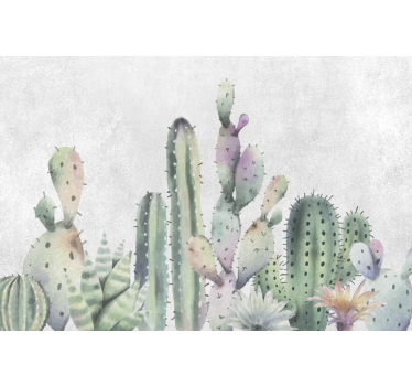 Mural desierto pared de cactus - TenVinilo
