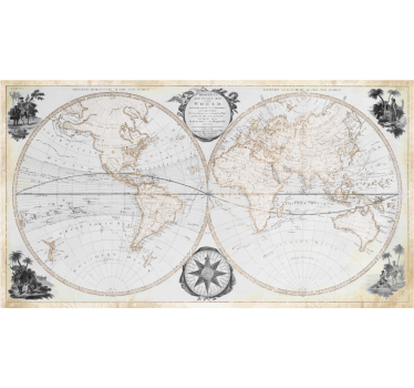 Fotomural oficina mapa del mundo antiguo acuarela - TenVinilo