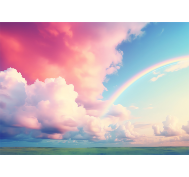 Fotomural infantiles cielo nublado con arcoiris - TenVinilo
