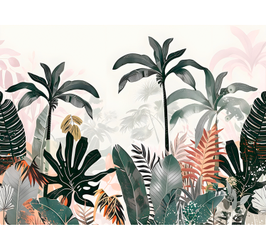 Papel mural naturaleza hojas grandes tropicales - TenVinilo