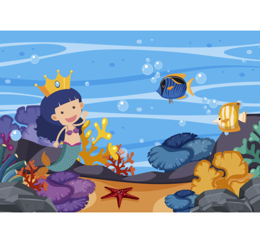 Mural para pared infantil de sirena  - TenVinilo