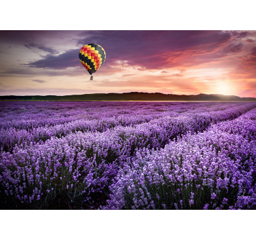 Mural pared de lavanda con globo de aire - TenVinilo