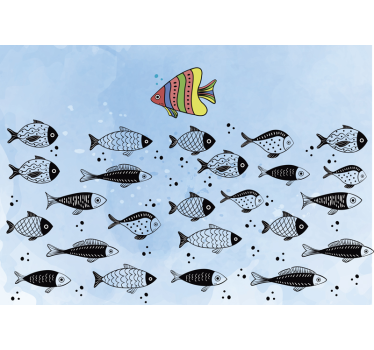 Papel mural comedor acuario de peces coloridos - TenVinilo