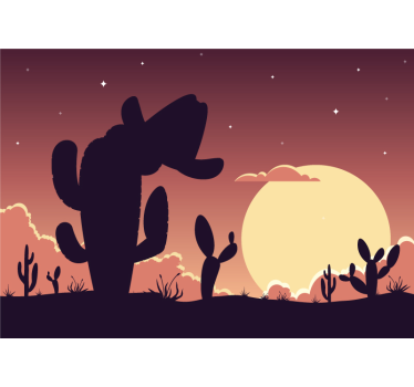 Fotomural niños paisaje desierto con cactus - TenVinilo
