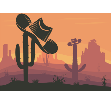 Fotomural para niños cowboy cactus con sombrero - TenVinilo