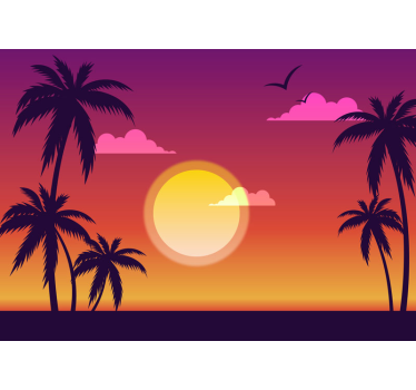 Papel mural paisajes siluetas de atardeceres tropicales - TenVinilo
