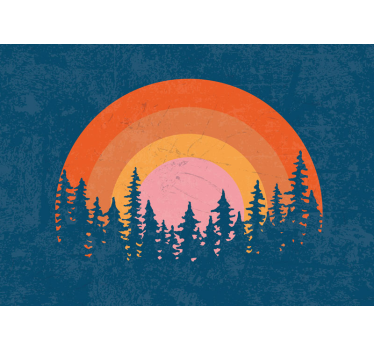 Fotomural paisaje atardecer bosque vintage - TenVinilo
