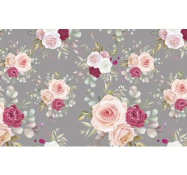 Fotomural de flores Flores de color rosa pavo real en pared gris - TenVinilo