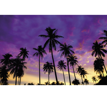 Papel mural naturaleza siluetas de palmeras al atardecer - TenVinilo