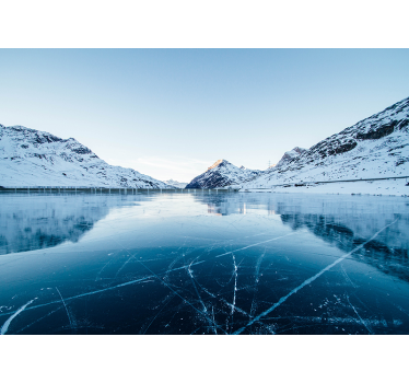 Papel mural paisajes lago de montaña nevado - TenVinilo