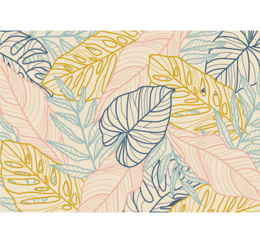 Papel mural naturaleza motivos de hojas exóticas - TenVinilo