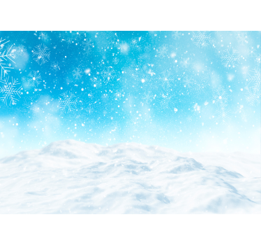 Papel mural montaña copos de nieve cayendo invierno - TenVinilo