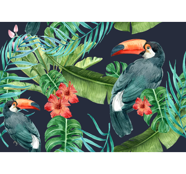 Papel mural selva paraíso de aves tropicales - TenVinilo