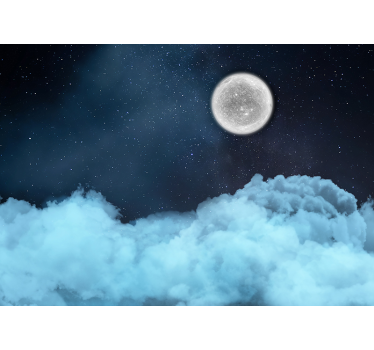 Papel mural espacio paisaje de nubes iluminado por la luna - TenVinilo
