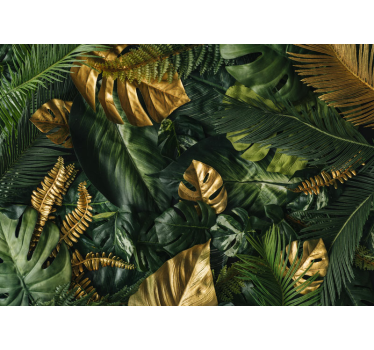Papel mural selva follaje tropical vibrante - TenVinilo