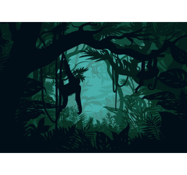 Papel mural selva exuberante escena de jungla - TenVinilo