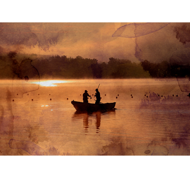 Papel mural paisajes pescando al amanecer - TenVinilo