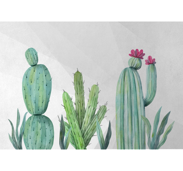 Papel mural naturaleza cactus diseño floral - TenVinilo