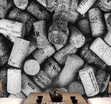 Foto mural 3d Corchos de vino b & w - TenVinilo