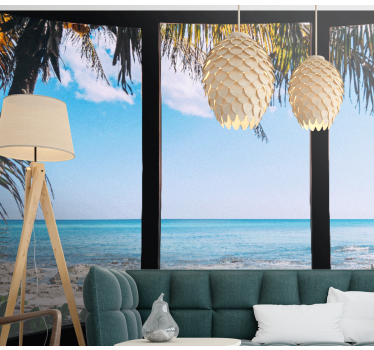 Foto mural 3d Paisaje de mar desde la ventana - TenVinilo