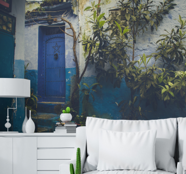 Foto mural 3d Puerta de madera con paisaje rural - TenVinilo