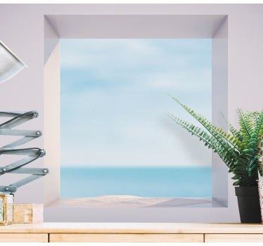 Foto mural 3d Ventana de techo vista al mar - TenVinilo