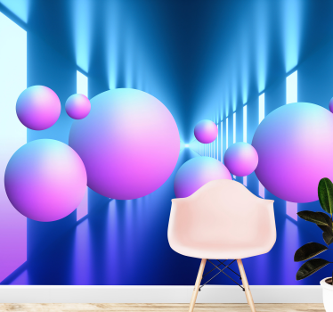Foto mural 3d Papel pixerstick bolas flotantes 3d en melodías - TenVinilo
