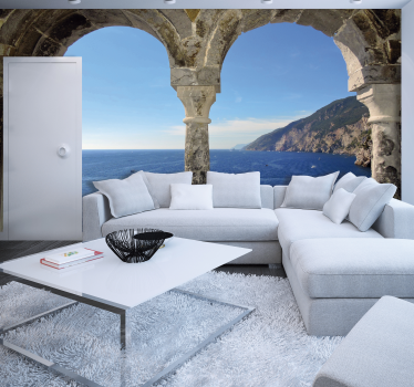 Papel pintado paisaje 3D isla paradisíaca - TenVinilo