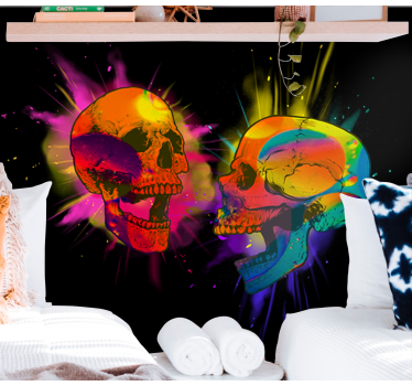 Fotomural amoroso Fotomural amor punk dos calaveras multicolores - TenVinilo