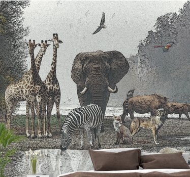 Fotomural bosque Animales salvajes de la selva - TenVinilo