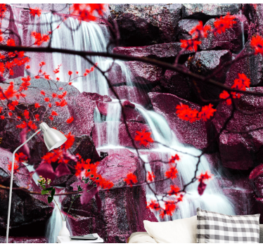 Fotomural cascada cascadas con flores - TenVinilo
