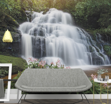 Fotomural cascada paisaje de agua exuberante - TenVinilo